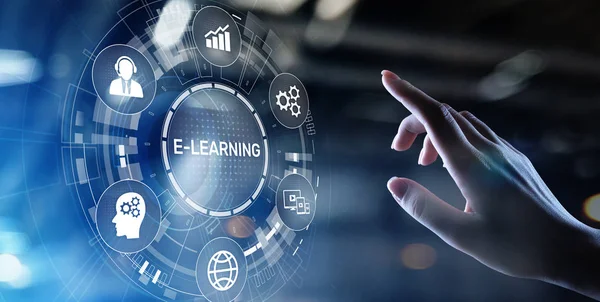 E-learning Online onderwijs opleiding Webinar Seminar persoonlijke ontwikkeling en professionele groei. — Stockfoto