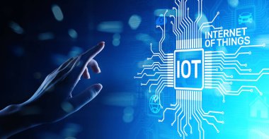 Sanal ekranda Dijital Dönüşüm Modern Teknoloji kavramının IOT interneti.