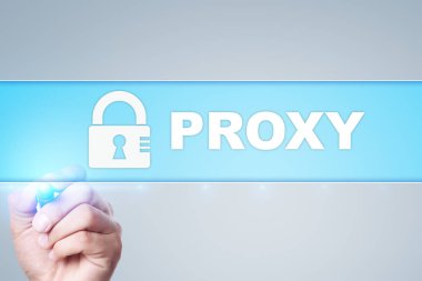 Proxy, VPN, Secure internet connection concept on virtual screen. clipart