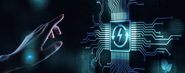 Yenilenebilir enerji, güneş, jeotermal, sürdürülebilir Kaynak Ekolojisi sanal ekran kavramı.