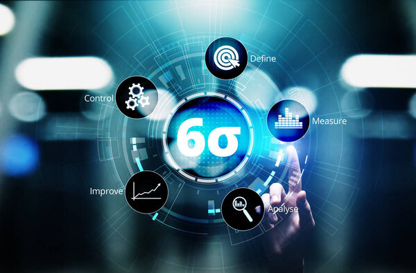 Six sigma DMAIC Industrial innovation technology quality control business concept.