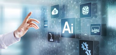 Ai Yapay Zeka Derin Makine öğrenme Sinir ağı. Modern Internet teknolojisi kavramı.