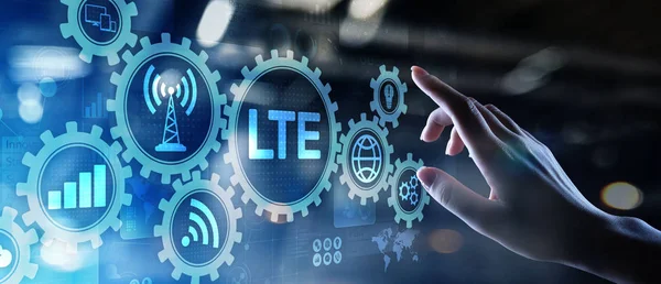 Sanal ekranda LTE bandı, mobil internet ve telekomünikasyon teknolojisi kavramı. — Stok fotoğraf