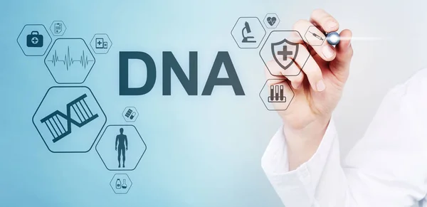 DNA-Desoxyribonukleinsäure. Medical Healthcare Science Konzept auf dem Bildschirm. — Stockfoto