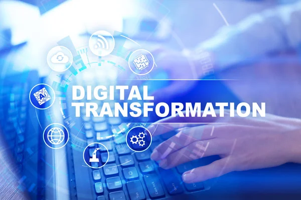 Digitale Transformation, Konzept der Digitalisierung von Geschäftsprozessen und moderner Technologie. — Stockfoto