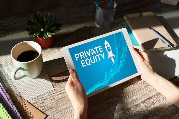 Private equity fund, investment and trading concept on screen. Financial growth.