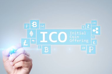 ICO, ilk para sunan, cryptocurrency, dijital, elektronik para, bitcoin. Online yatırım.
