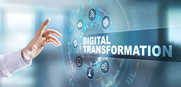 Digitális transzformáció digitalizáció zavar innovációs technológia folyamat automatizálás internet koncepció. — Stock Fotó