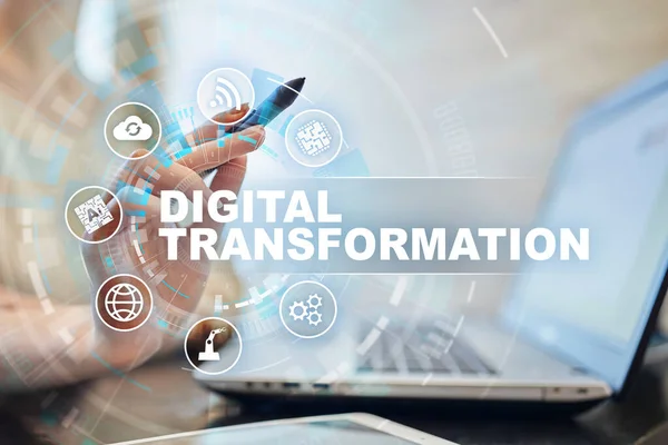 Dijital dönüştürme, sayısallaştırma, iş süreçlerini ve modern teknoloji kavramı.