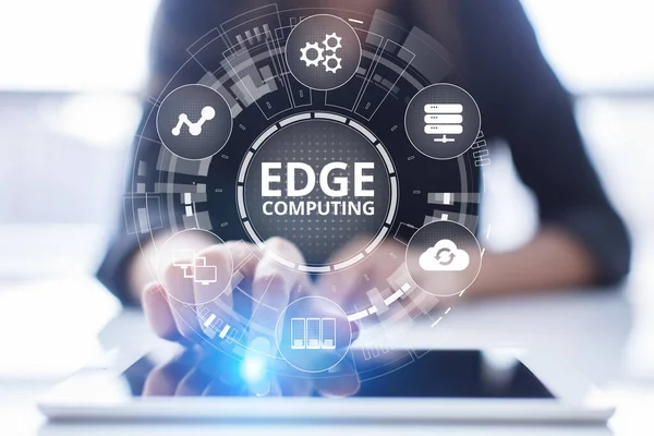 Edge computing modern IT technology on virtual screen concept.
