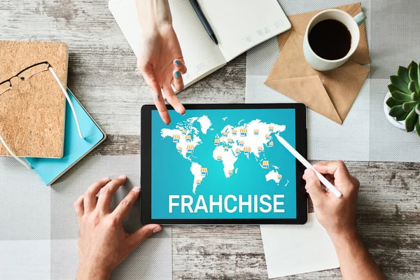 Franchise business model and marketing strategy concept.