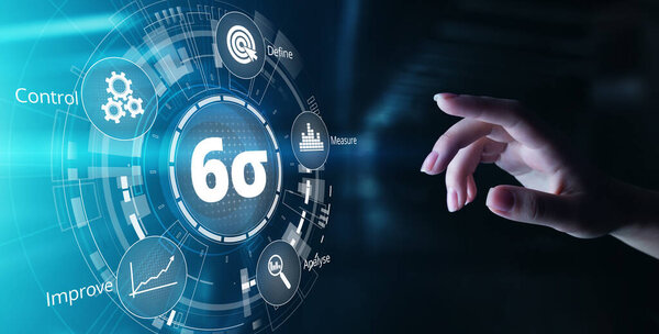 Six sigma DMAIC Industrial innovation technology quality control business concept.