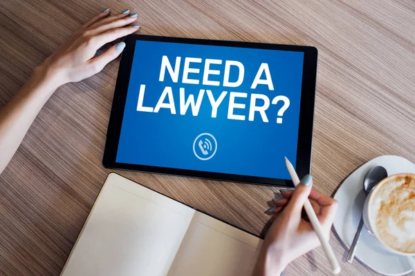 Need a lawyer. Call now message on screen. Attorney at law, Legal assistance online.