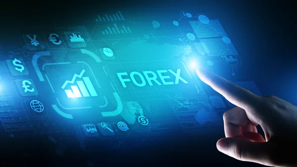 Forex trading Mercado de ações de câmbio Conceito de negócio de investimento na tela virtual. — Fotografia de Stock