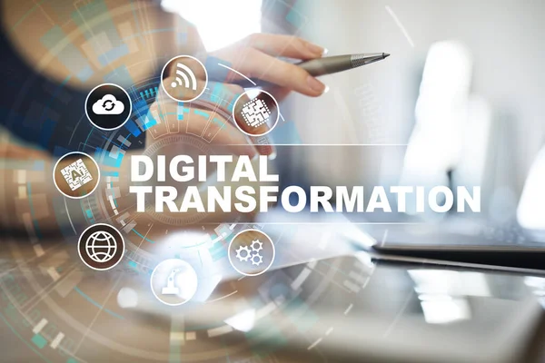 Digital omvandling, begreppet digitalisering av affärsprocesser och modern teknik. — Stockfoto