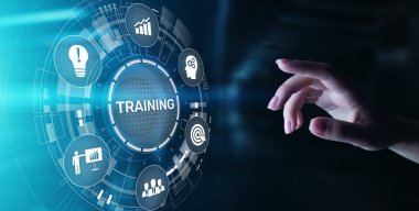 Çevrimiçi Eğitim Webinar Kişisel Geliştirme Motivasyon E-öğrenme Sanal Ekran İş Konsepti.