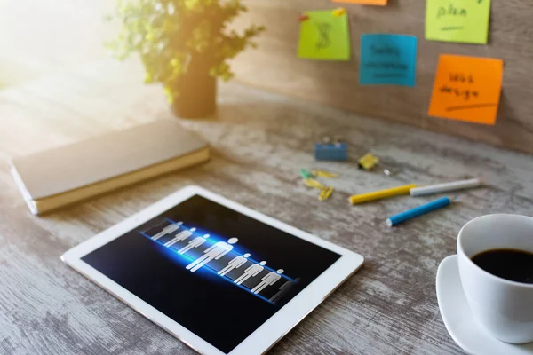 HR, HR, HR, teamwork, rekryteringskoncept på enhetsskärm. — Stockfoto