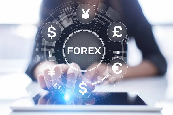 Forex trading Monedas bolsa Mercado de valores Concepto de negocio de inversión en pantalla virtual. — Foto de Stock