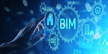 BIM Building Information Modeling Technology concept on virtual screen clipart
