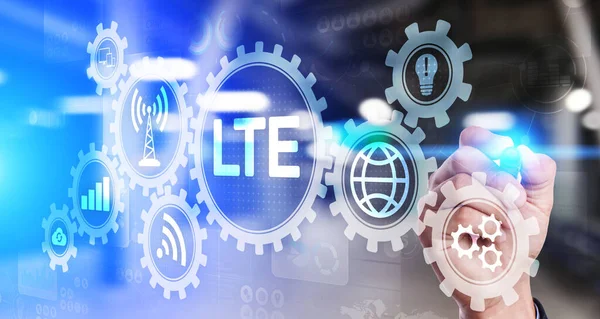 虚拟屏幕上的Lte频带 移动互联网和电信技术概念 — 图库照片