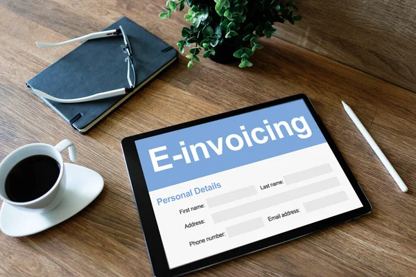 E-invoicing, Online banking and payment. Technology and business concept.