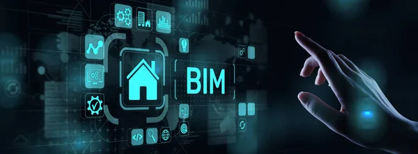 BIM Building Information Modeling Technology concept on virtual screen.