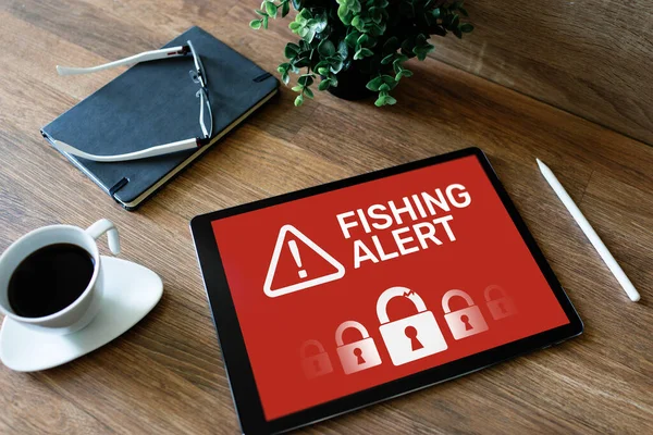 Fishing alert, Fraud, Virus, Cyber security breath detection banner on screen. Internet Information protection concept.