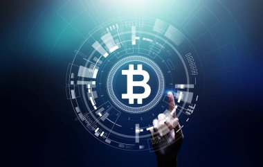 Bitcoin kripto para ticareti ve yatırım konsepti. Finansal teknoloji, Fintech ve dijital para.