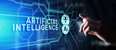 Yapay zeka Makinesi Derin öğrenme Robotlaştırma ve sanal ekran üzerinde otomasyon kavramı.