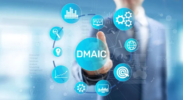 DMAIC Define Measure Analyze Improve Control Industrial business process optimisation six sigma lean manufacturing — Stock Photo, Image