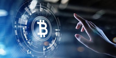 Bitcoin kripto para ticareti ve yatırım konsepti. Finansal teknoloji, Fintech ve dijital para.