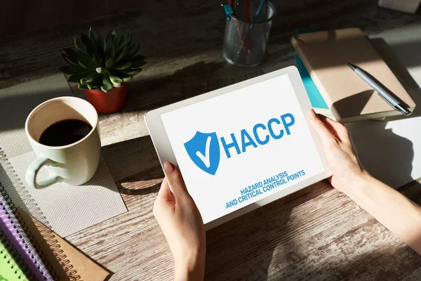 HACCP - Hazard Analysis and Critical Control Point. Standard and certification, quality control management rules — Stock Photo, Image