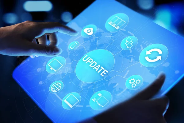 Mettre à jour le système Mettre à niveau le concept de technologie de version logicielle sur écran virtuel. — Photo