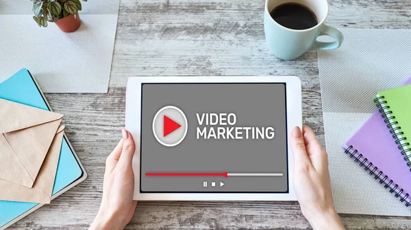 Video marketing and advertising concept on screen.