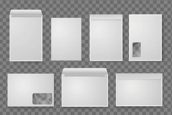 Vektör boş beyaz kağıt C4 zarf. 