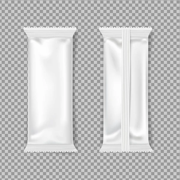 Beyaz Çikolata paketleme bar. Vektör mockup. üst ve arka yüzüne