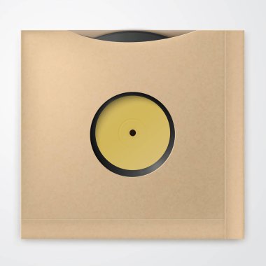 Gerçekçi vinil kaydı karton kapak. Retro tasarımı. Önden görünüm