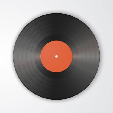 Beyaz arka plan üzerinde izole gramofon vinil Lp kayıt şablonu. Vektör çizim