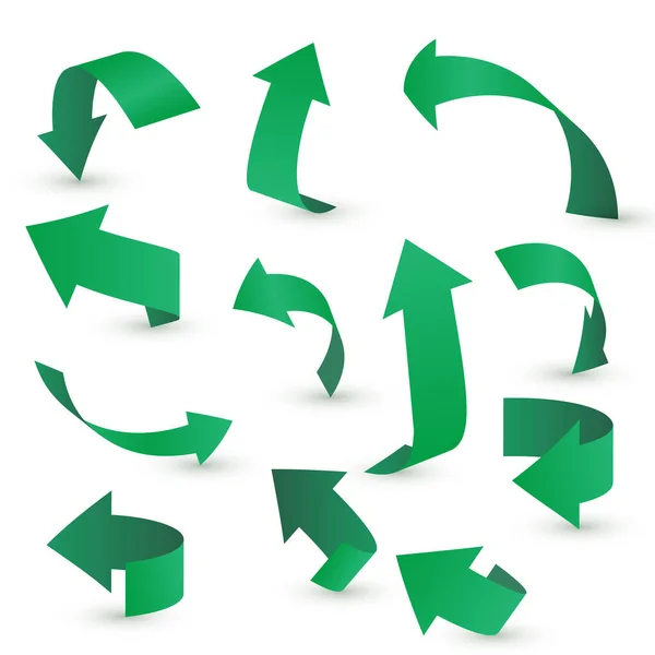 Ok çıkartması çeşitli açı ve yönlerde. 3b vektör simgesi seti.