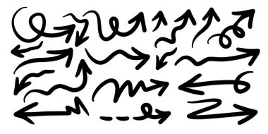 El çizimi ok seti, vektör illüstrasyon grafik tasarım elementleri.