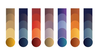 Yedi Uyumlu Renk Dizisi Görselleştirilmiş Kromatik Gradyan Paleti.