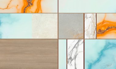 Kusursuz mermer döşeme dokusu. Açık mermer bir taş zemin veya cephenin tam boyutlu kusursuz dokusu mimari görselleştirme projeleri için iyidir..