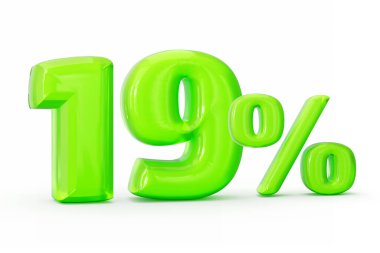 Yeşil jöle rakamı% 19 ya da% 19 beyaz arka planda izole. 3d illüstrasyon