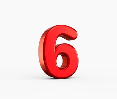 Pırıl pırıl beyaz bir arka planda parlak, 3 boyutlu kırmızı rakam, parlak ve kalın. 3d illüstrasyon