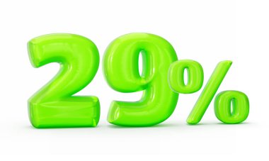 Yeşil jöle rakamı% 29 ya da% 29 beyaz arka planda izole edilmiş. 3d illüstrasyon