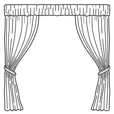 Perde elle çizilmiş klasik resim. Eskimiş sanat karalamalarında taslak çizilmiş siyah mürekkep el.