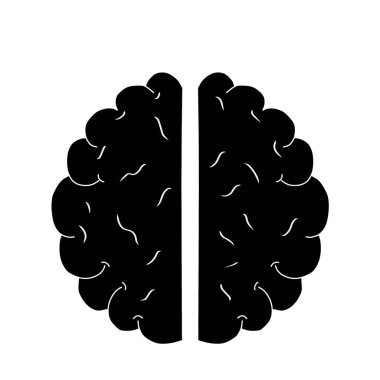 İnsan beyni anatomisi ikonu. El çizimi beyin silueti sembolü