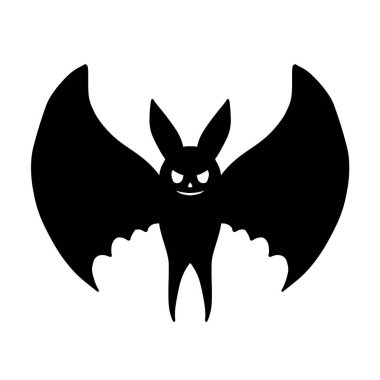 Cadılar Bayramı 'nda el çizimi uğursuz kahkaha yarasa ikonu vektör çizimi silueti