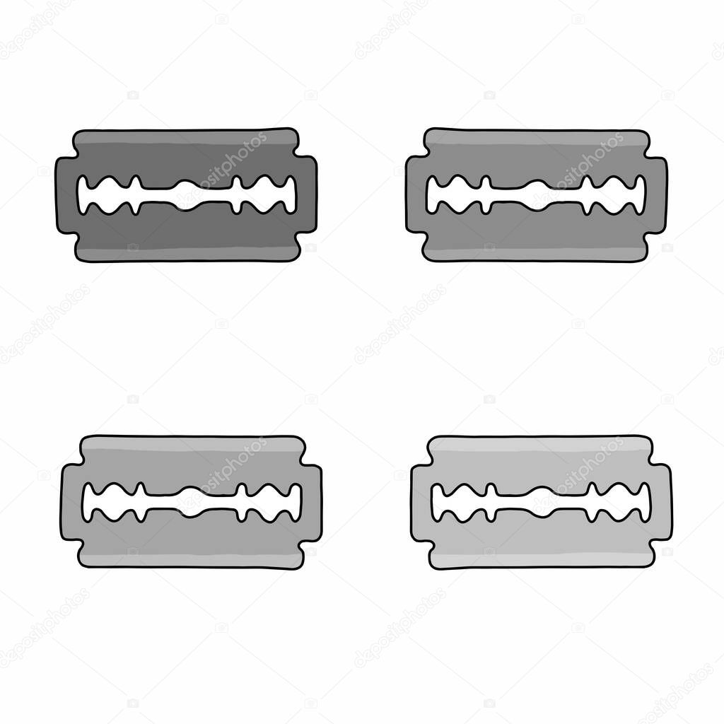 Set of four razor blades vector illustration. Shaving blades hand drawn vector set
