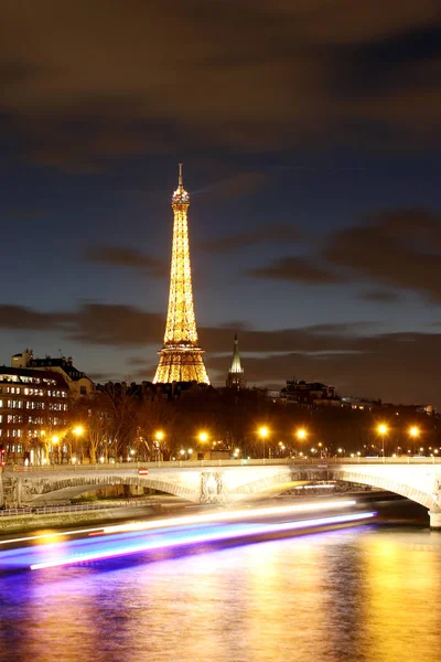 Larga Exposición Torre Eiffeltower — Foto de Stock